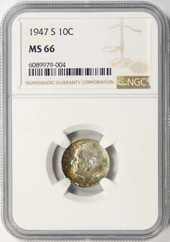 1947-S 10c Roosevelt Dime NGC MS66