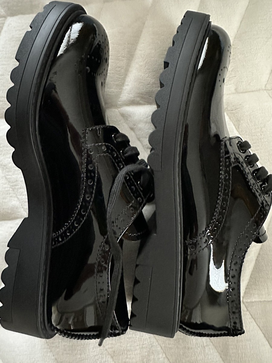 PRADA 35MM PATENT LEATHER LACEUP OXFORD SHOES 38. MSRP