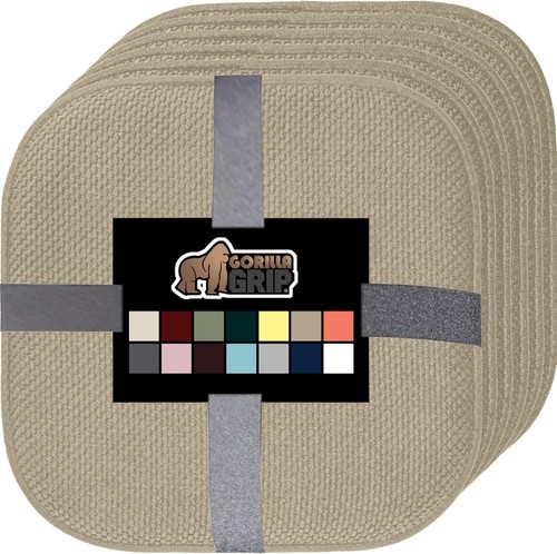 GORILLA GRIP Slip Resistant Chair Cushions, No Ties Required, Set of 6 Beige
