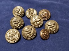 LOT OF 9 PRE WWI NAVY NAVAL SHIPPING MERCHANT MARINE BRASS BUTTONS 22.9 mm