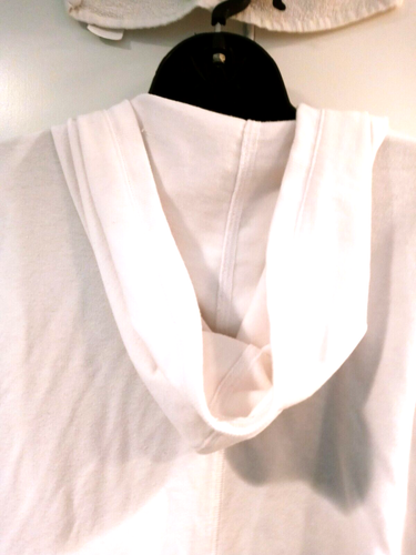 TEK GEAR sz L Hooded White Long Sleeve Sweat Workout Shirt Top as-s23 ws-s21 h20 - Picture 9 of 10