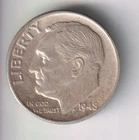 1948-P ROOSEVELT DIME 10¢ PHILADELPHIA 90% SILVER COIN UNITED STATES OF AMERICA