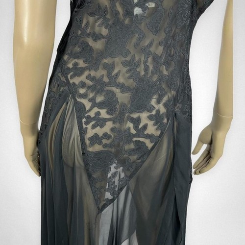 Vintage Nachthemd 80er Jahre Spitze transparent schwarz M - Bild 5 von 7