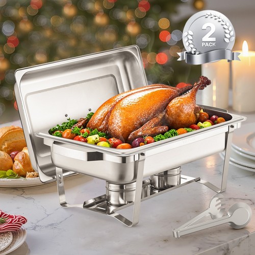 VEVOR Chauffe-Plat Buffet Chauffant Rectangulaire Lot e 2PCs 7,5L en Inox Argent - Bild 8 von 12