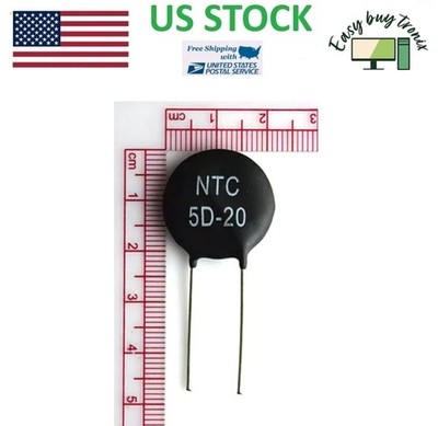 2 PCS NTC 5D-20 Power Thermistor Circuit Protection 5 Ohm, 7 Amp, 20mm Disc  USA