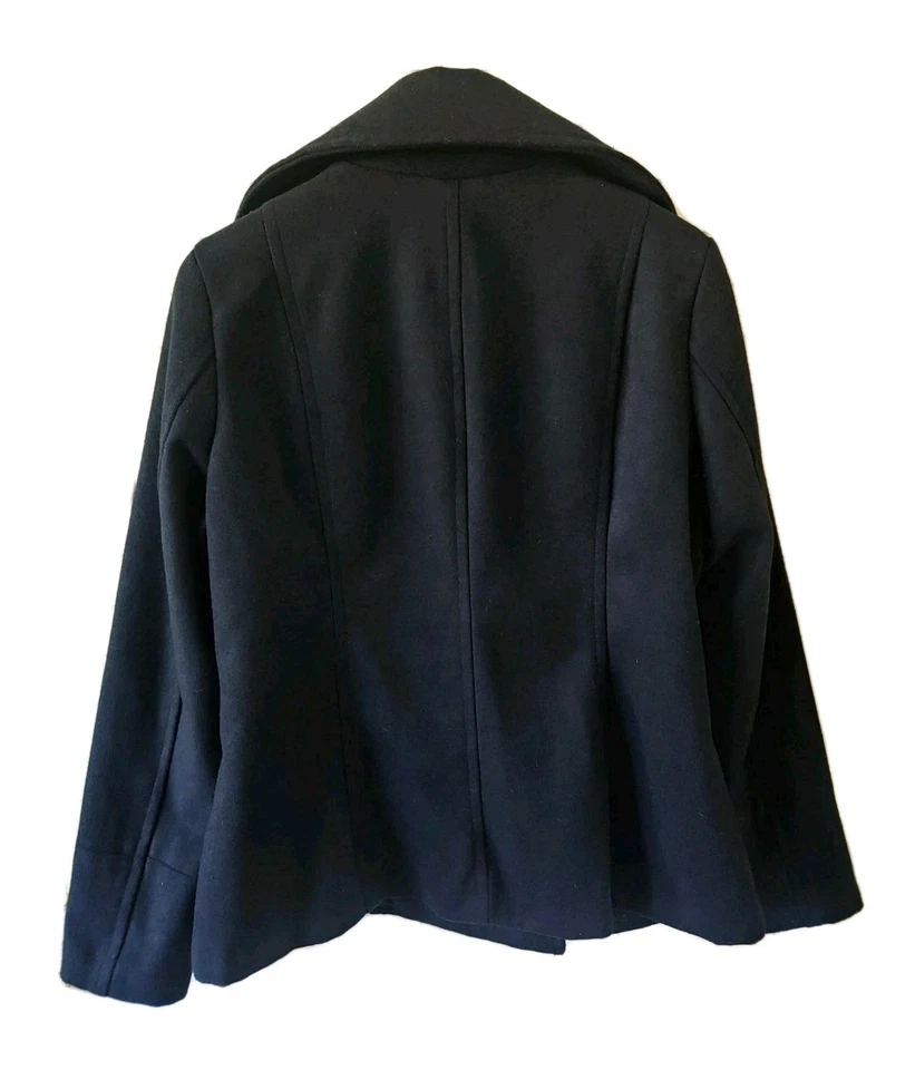 Abrigo De Colección Delia’s Peacoat Mujer XL Mezcla Lana Azul Marino Y2k Doble Pecho Foto 2 de 4