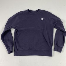 Nike Club Fleece Sweatshirt Mens Small Blue Fade Crewneck Swoosh Logo BV2862-540