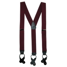 CTM Men's Big  Tall Elastic Button End Dress Suspenders with Silver Hardware