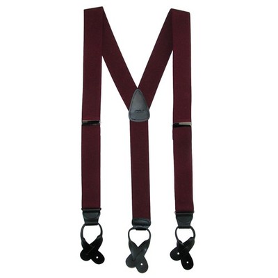 CTM Men's Big & Tall Elastic Button End Dress Suspenders with Silver Hardware