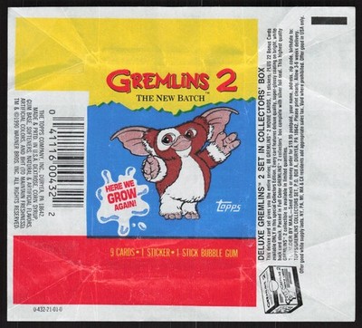 1990 Topps Gremlins II 2 Opened Wax Pack Wrapper DD118