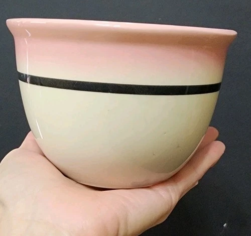 Hull Pottery Debonair Vtg Mixing Bowl 50s Cream Pink Purple Black Ombre Kitsch