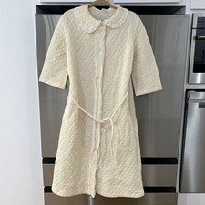 Quilted Robe/Housecoat/Vintage 60s Womens /Cream/ 14