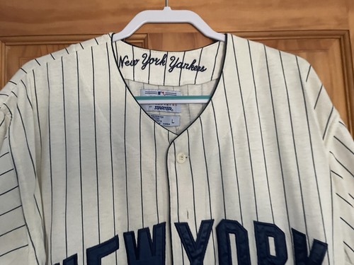 Brand New NEW YORK YANKEES 1923 THROWBACK Pinstripe Home Baseball Jersey Sz LGE - Picture 8 of 14