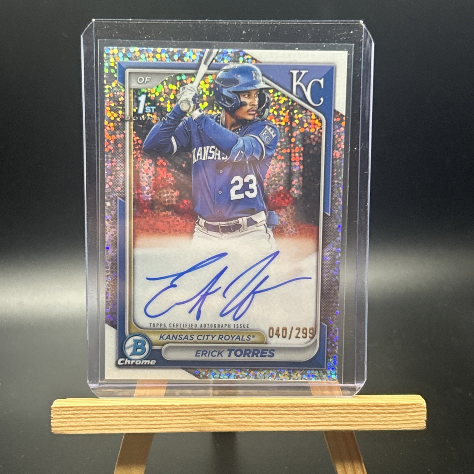 2024 Bowman Chrome Erick Torres Speckle Refractor 1st Prospect Auto #40/299