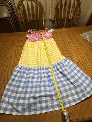 NWT L(10-12) Wonder Nation Tiered Maxi Dress Pink, Yellow, Blue Checkered - Picture 16 of 24