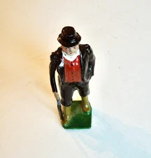 Britain's vintage metal LEAD FIGURE MAN  cane Top Hat  John Hill Co?  England