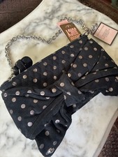 Juicy Couture black suede silver polka dots chain new tags 198 purse handbag