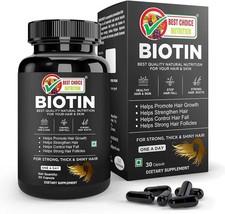 BCN Biotin Maximum Strength for Hair Skin  Nails Supplement 30 Capsules 