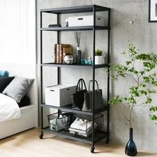 Yamazen Rack Shelf 5 Tiers with Casters Overall Load Capacity 150kg Height  896