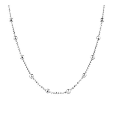 TreasureBay 925 Sterlingsilber 4 mm/1,2 mm Kugel Perlen Perlenkette Halskette 16 Zoll