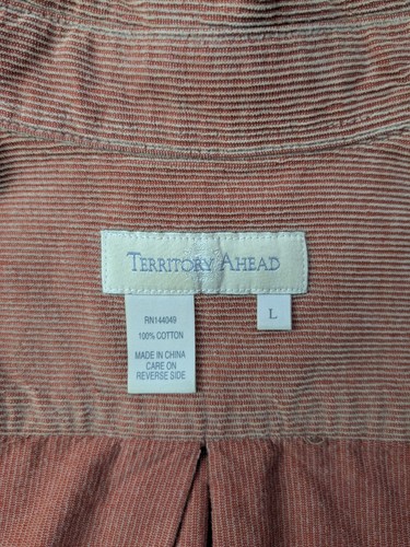 Camisa Territory Ahead Pana Grande Manga Larga Botón Cordón Retro Naranja - Imagen 3 de 10