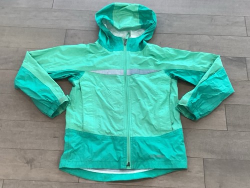 LL Bean Kids Unisex Size S/ 8 Nylon Rain Coat Jacket Hooded Pockets Packable