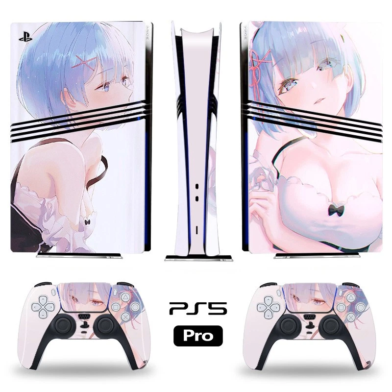 PS5Pro Standard Disc Digital Console Skin Sticker Decal Anime Sexy Girl Rem Gift - Image 4 of 4