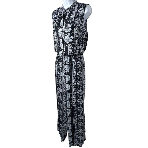 Soft Surroundings Elephant Print Jumpsuit Size M Boho Whimsigoth Festival Resort - Picture 3 of 11