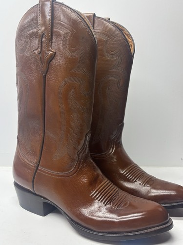 RESISTOL RANCH Brown Leather Square Toe Cowboy Boots Mens 9.5 D