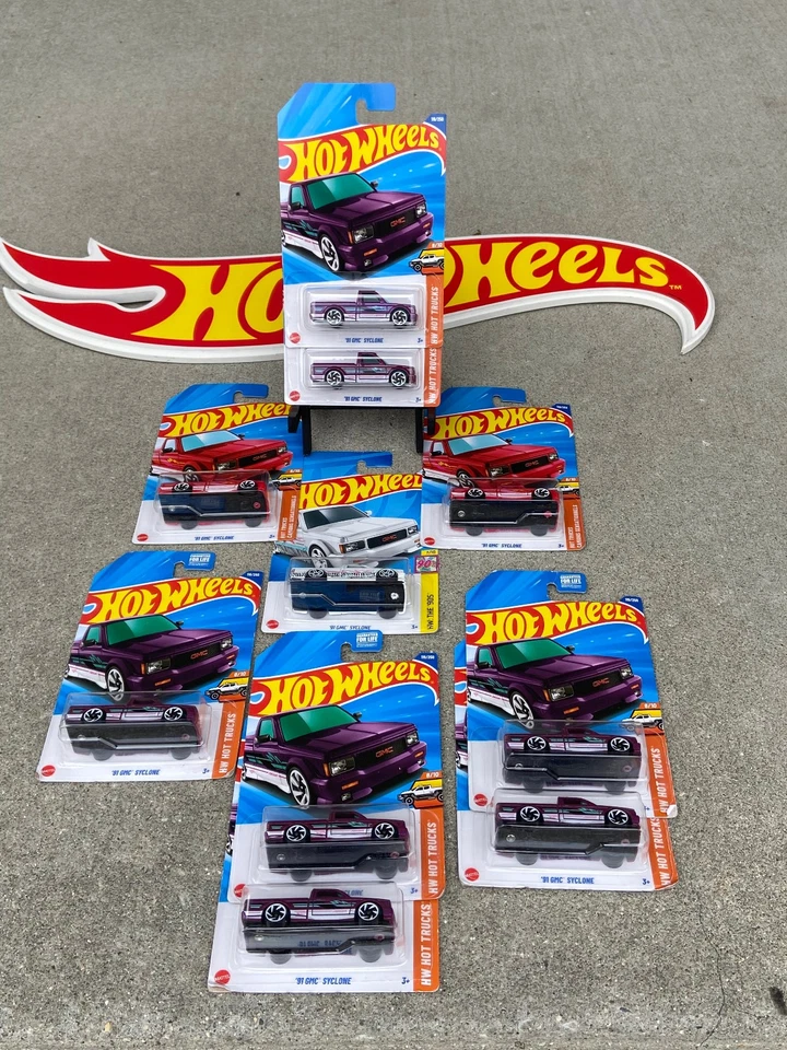 Hot Wheels '91 GMC Syclone Lote de 10 - Roxo / Branco / Vermelho - Imagem 2 de 4