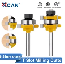 XCAN Tongue & Groove Router Bit Set 2pcs 6.35mm Shank Woodwork Tools