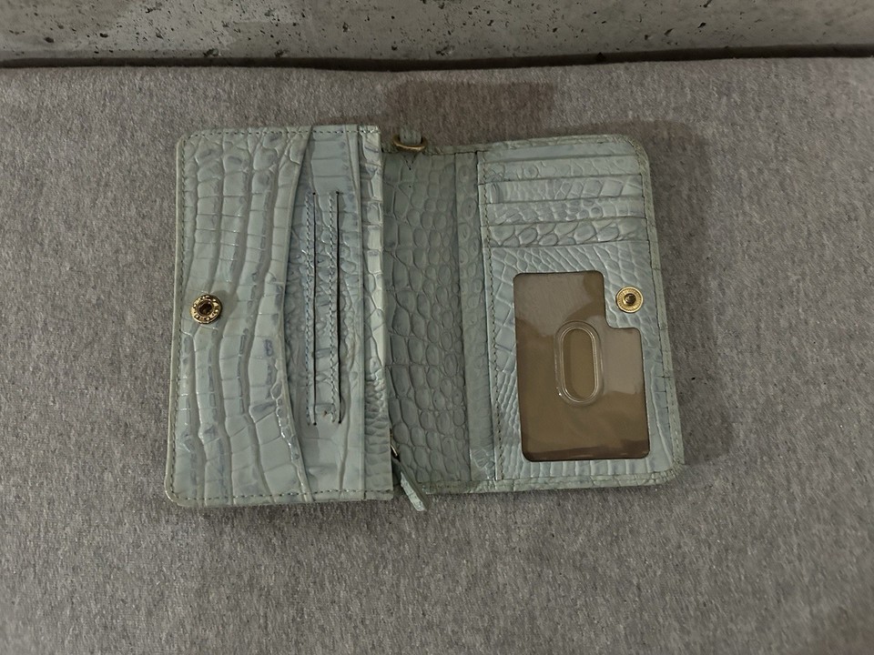 Brahmin Embossed Croc Melbourne Ady Slim Bifold Wallet Baby Blue Color ...