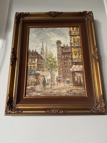 Caroline Burnett dipinto olio su tela originale firmato Parigi scena di strada incorniciato - Foto 4 di 16