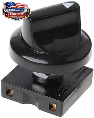 Black Fan Rotary Switch 4 Position 3 Speed Selector Switch Governor with Button