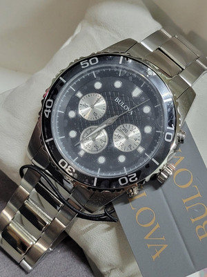 Bulova Herren Klassischer Chronograph Quarz Silber Edelstahl Uhr