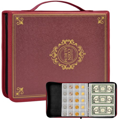 Coin Collection Book Holder for Collectors, 200 Pockets Coins Collecting Albu...