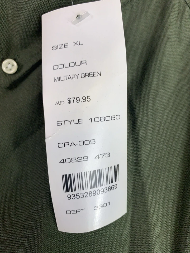 French Connection Long Sleeve Shirt Mens XL Slim Fit Button Down Army Green NEW - Image 3 of 4