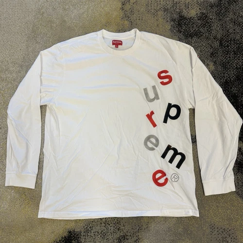Supreme FW20 Scatter Logo L/S Haut Blanc Homme XL Authentique
