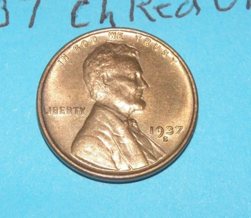 1937 S    LINCOLN WHEAT CENT   CHOICE  RED UNCIRCULATED  #2