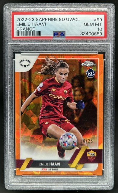 2022-23 Topps Chrome Sapphire Women's Emilie Haavi Orange #/25 PSA 10 GEM MINT