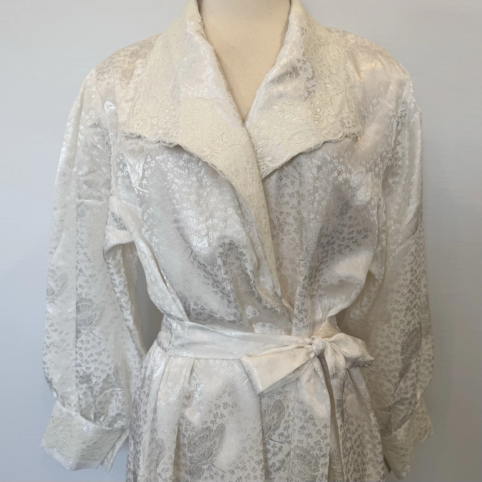 UNDERCOVER Maxi abito da sposa anni 80 Victoria’s Secret bianco avorio vintage jacquard seta