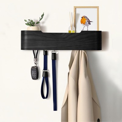 Coat Rack Wall Mount with Hooks, Wall Hooks with Shelf, Wall Key Holder Mount...