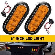 2pcs 6 LED Oval Turn Signal Stop Tail Lights for Pickup Truck Lorry Amber Lamps