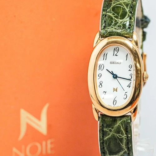 Full Set ! *NEAR MINT* Vintage 1994 Seiko Noie 1F21-5B70 Quartz Oval 21mm Womens