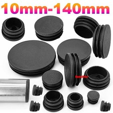Black Round Plastic Blanking End Caps Tube Pipe Insert Plugs Bung Furniture Feet