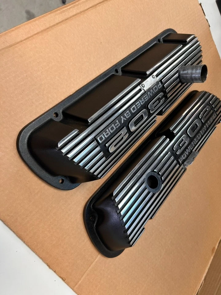 Ford 302 Aluminum Finned Valve Covers -- Restored - Image 2 of 4
