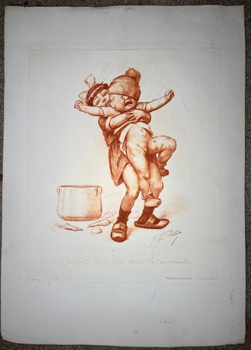 RAR: Georges Redon, "Badezeit" um 1923. Original Farbradierung - Bild 5 von 5