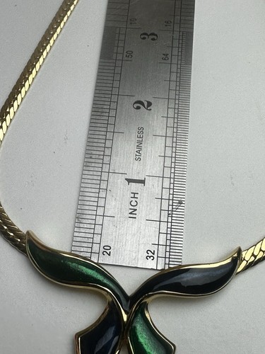 D’Orlan Vintage 1980s Yellow Gold with Blue & Green Necklace Available Worldwide - Picture 9 of 11