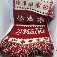 MAKER'S MARK Bourbon Scarf One Size 68” Adult Fringed Knit Winter Red Christmas