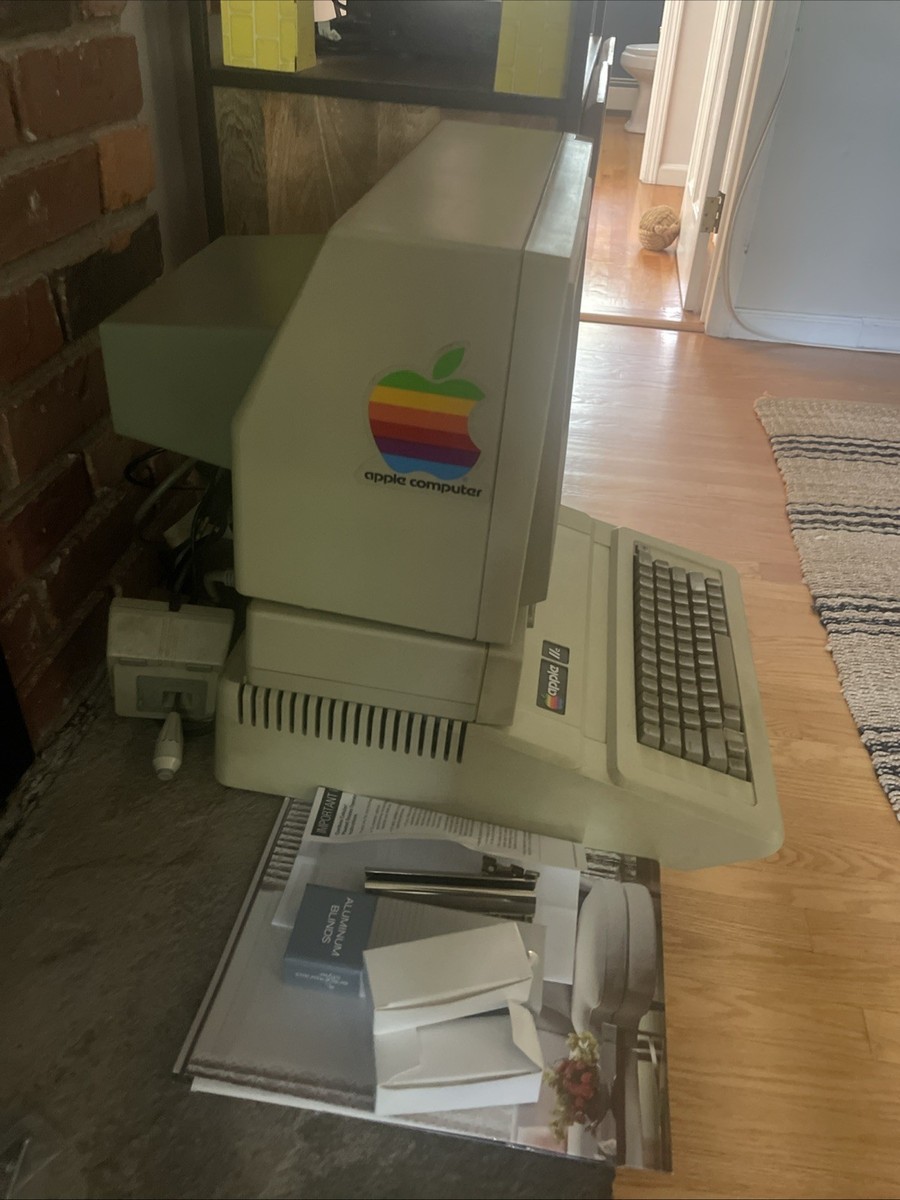 Apple IIc Vintage Personal Computer with Monitor and Keyboard. Two
